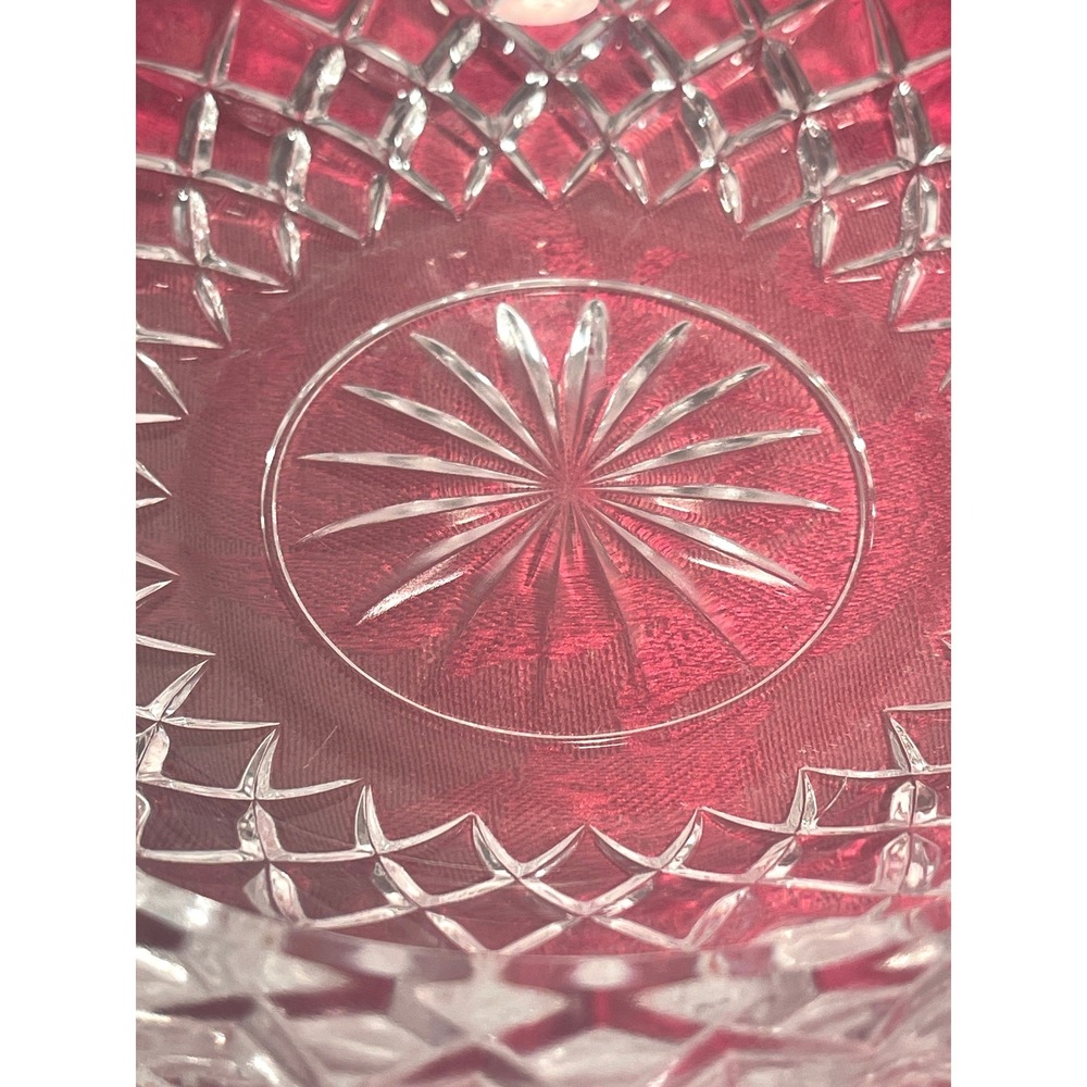 Vintage Princess House Crystal Ashtray Royal Highlights Diamond Pattern 7" Heavy - Picture 3 of 9